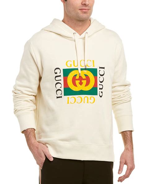 gucci hoodie white logo|Gucci oversized logo hoodie.